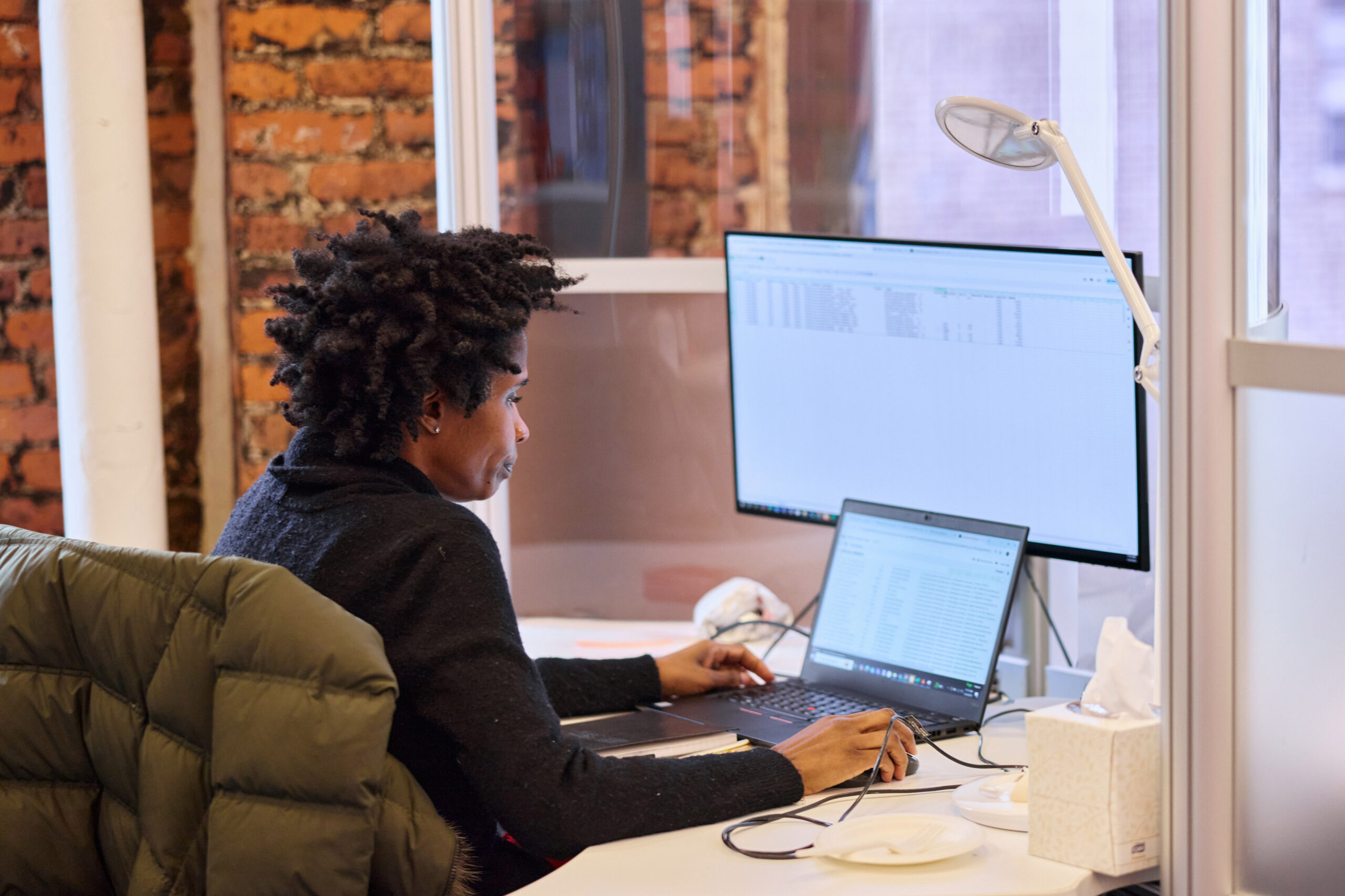 person at a desktop